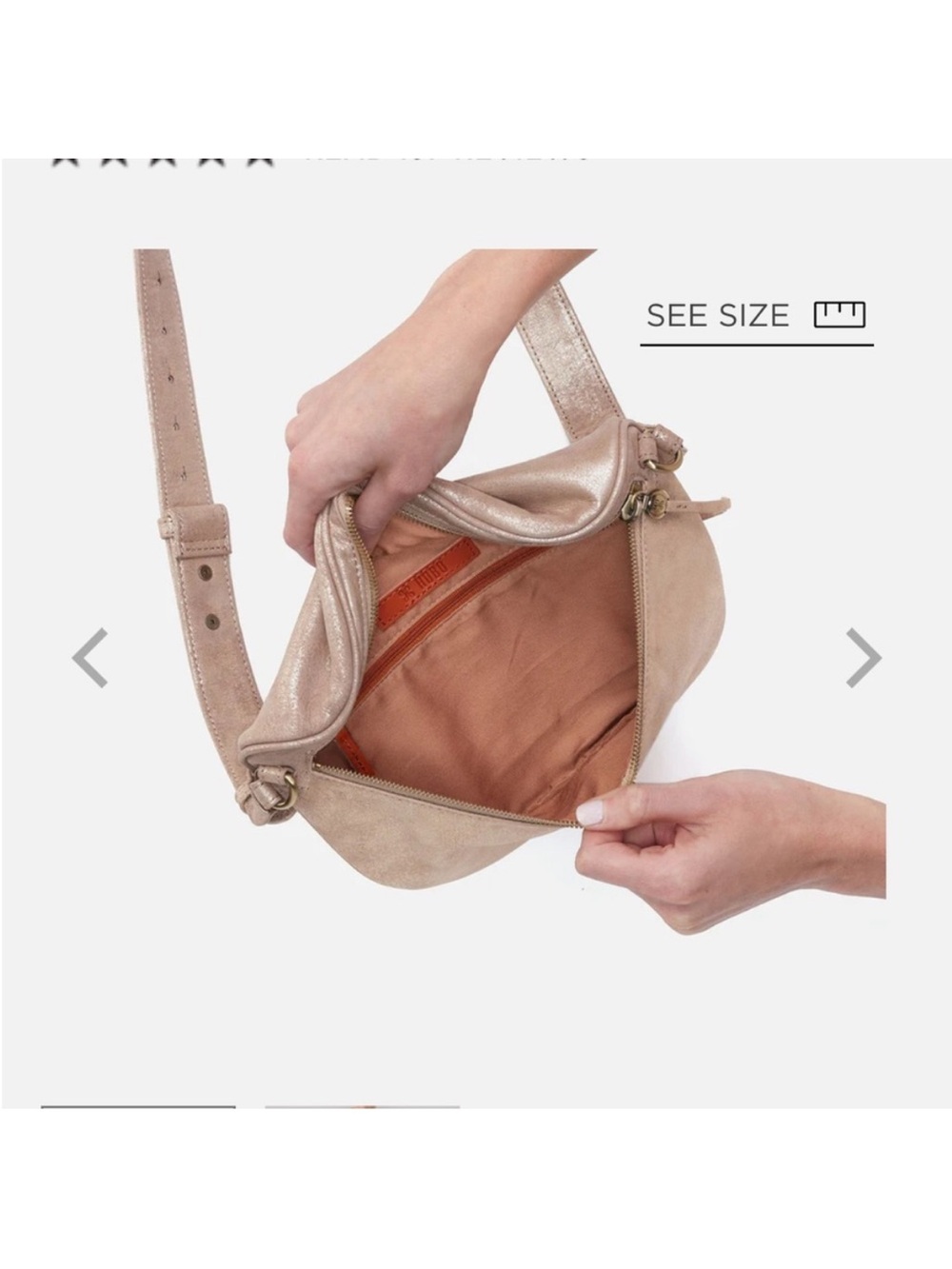 HOBO Metallic Taupe Leather Crossbody Belt Bag - Picture 9 of 10